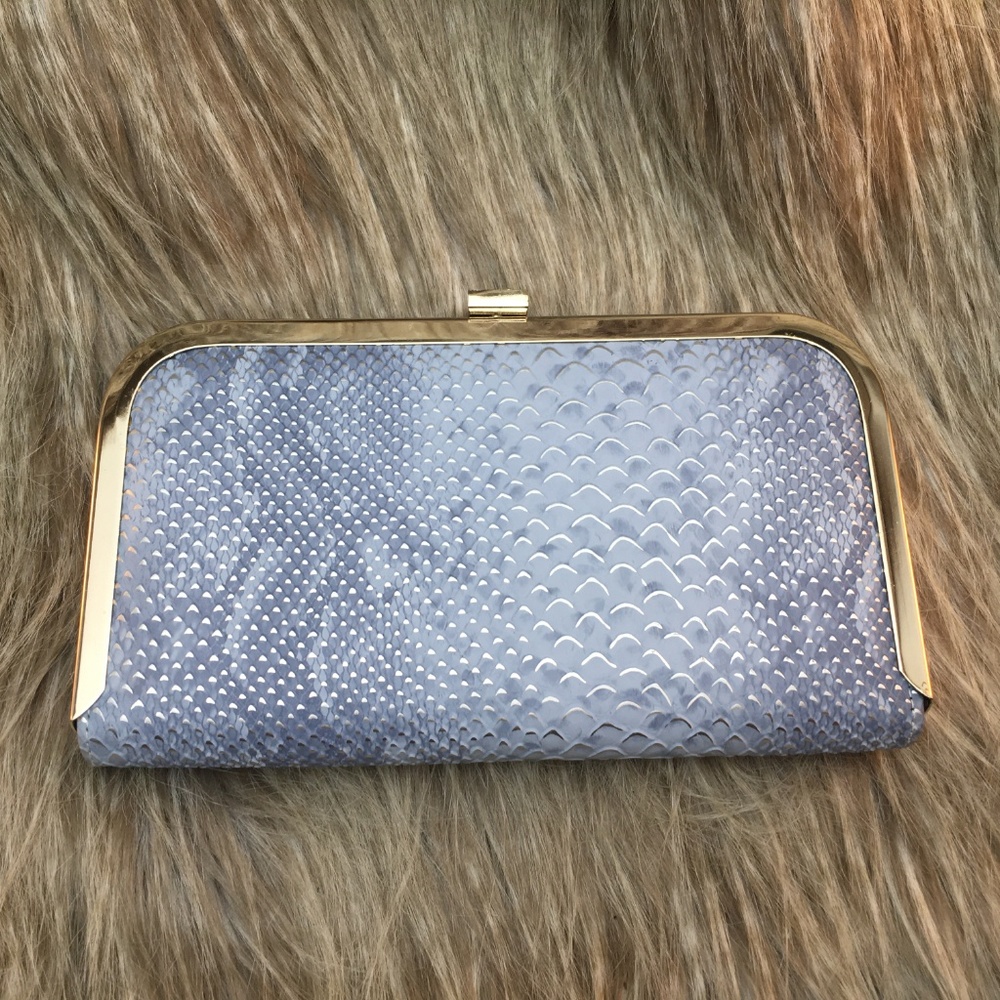 Blue / Gold Snakeskin Clutch / Crossbody Bag
